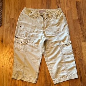 Khaki Cargo Cropped Pants